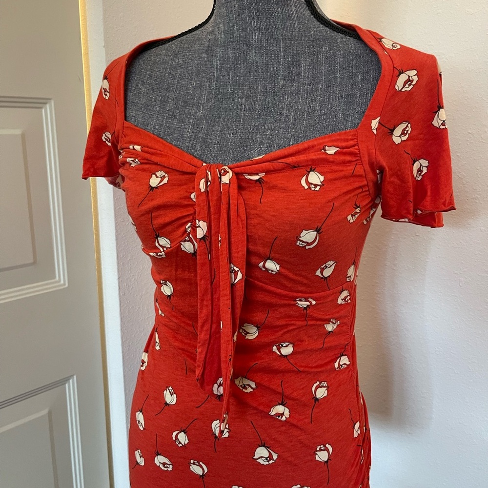 Anthropologie Red Floral Top